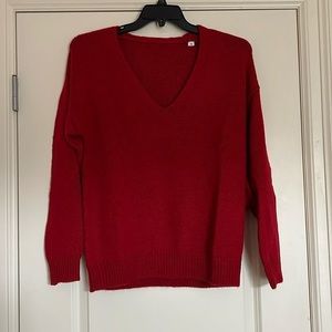 V-Neck Plain Red Sweater